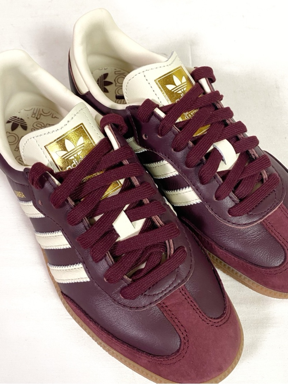 Adidas Samba OG Maroon Gold Metallic Sneakers - Picture 4 of 8